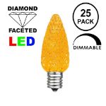 25 Light String Set with Amber (Orange) LED C9 Bulbs on Black Wire