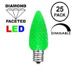 25 Light String Set with Green LED C9 Bulbs on White Wire