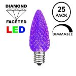 25 Light String Set with Purple LED C9 Bulbs on White Wire