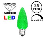 25 Light String Set with Green LED C7 Bulbs on Green Wire
