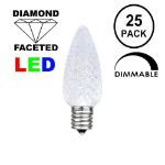 25 Light String Set with Pure White LED C7 Bulbs on Brown Wire
