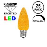 25 Light String Set with Amber/Orange LED C7 Bulbs on White Wire