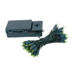 50 LED Battery Operated Lights Green on Green Wire