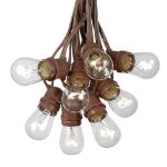 50 Clear S14 Commercial Grade Light String Set on 100' of Brown Wire 
