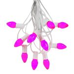 100 C7 String Light Set with Purple Ceramic Bulbs on White Wire