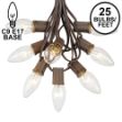 25 Twinkling C9 Christmas Light Set - Clear - Brown Wire