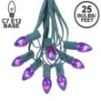 C7 25 Light String Set with Purple Twinkle Bulbs on Green Wire