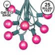 25 G40 Globe String Light Set with Pink Satin Bulbs on Green Wire
