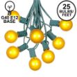 25 G40 Globe String Light Set with Yellow Bulbs on Green Wire