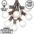 100 G50 Globe Light String Set with Frosted Bulbs on Brown Wire