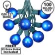 100 G50 Globe Light String Set with Blue on Green Wire