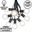 100 G40 Globe String Light Set with Frosted White Bulbs on Black Wire