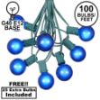 100 G40 Globe String Light Set with Blue Bulbs on Green Wire