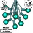 100 G40 Globe String Light Set with Green Bulbs on Green Wire