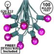 100 G30 Globe String Light Set with Purple Satin Bulbs on Green Wire