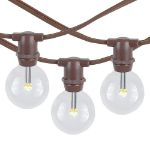25 Warm White LED G40 Commercial Grade Candelabra Base Light Set - Brown Wire