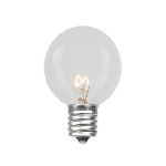 25 Clear G30 Commercial Grade Candelabra Base Light Set - White Wire