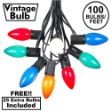 100 C9 Ceramic Christmas Light Set - Multi - Black Wire