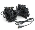 100 Warm White LED G30 Commercial Grade Candelabra Base Light Set - Black Wire