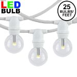 25 Warm White LED G30 Commercial Grade Candelabra Base Light Set - White Wire