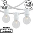 100 Clear G30 Commercial Grade Candelabra Base Light Set - White Wire