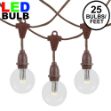 25 Warm White G50 LED Suspended Commercial Grade Intermediate Base Light Set - Brown Wire