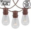 50 Clear S14 Commercial Grade Light String Set on 100' of Brown Wire 