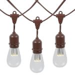 50 LED S14 Warm White Commercial Grade Suspended Light String Set on 100' of Brown Wire 