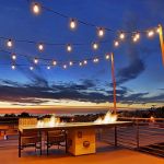24 Warm White LED S14 Commercial Grade Suspended Light String Set on 48' of Black Wire
