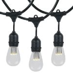 24 Warm White LED S14 Commercial Grade Suspended Light String Set on 48' of Black Wire