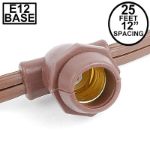 25' Brown Commercial Grade Stringer 25 Candelabra (e12) Base Sockets