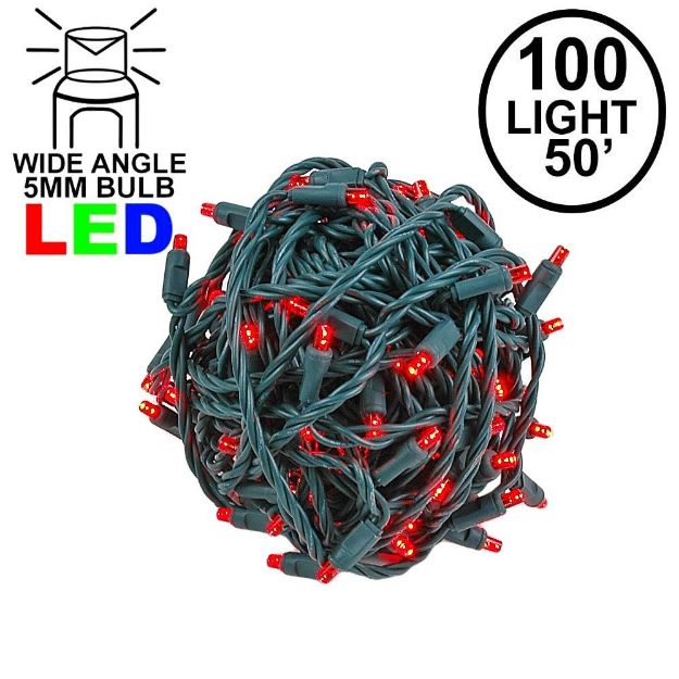 Coaxial 100 LED Red 6" Spacing Green Wire