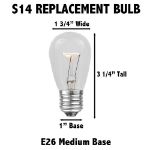 25 Pack of Clear S14 11 Watt Bulbs Medium Base e26 