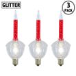 Red Bubble Light With Silver Glitter Replacements 3 Pack 