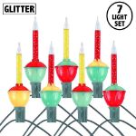 Red and Yellow Bubble Light Multicolor Base Set with Silver Glitter