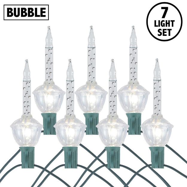 Clear with Clear Base Classic Traditional Bubble Light Set 7 Lamps