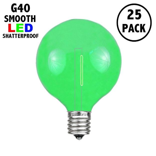 Green - G40 - Plastic Filament LED Replacement Bulbs - 25 Pack
