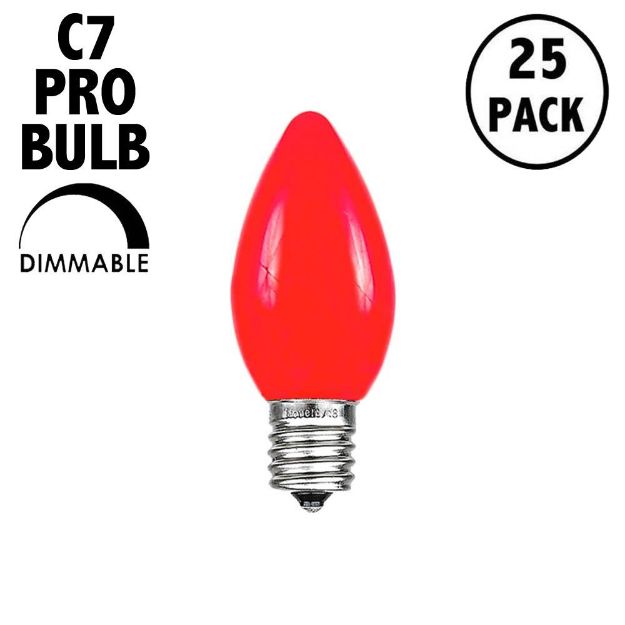 C7 Pro - Frosted Red - Glass LED Replacement Bulbs - 25 Pack***ON SALE***