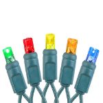 20 LED Battery Operated Lights Multi Colored Green Wire