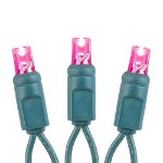 Commercial Grade Wide Angle 50 LED Pink 25' Long on Green Wire