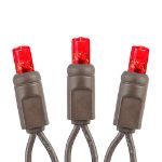 50 LED Red LED Christmas Lights 11' Long on Brown Wire
