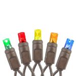 Commercial Grade Wide Angle 100 LED Multi 50' Long on Brown Wire