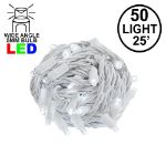 Commercial Grade Wide Angle 50 LED Pure White 25' Long on White Wire