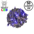 Commercial Grade Wide Angle 50 LED Purple 25' Long on Brown Wire