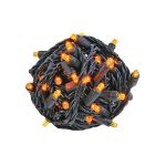 Commercial Grade Wide Angle 50 LED Amber 25' Long on Black Wire