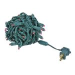 Commercial Grade Wide Angle 50 LED Pink 25' Long on Green Wire