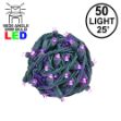 Commercial Grade Wide Angle 50 LED Purple 25' Long on Green Wire