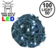 Commercial Grade Wide Angle 100 LED Pure White 50' Long on Green Wire