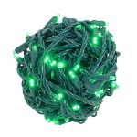 Commercial Grade Wide Angle 100 LED Green 50' Long on Green Wire