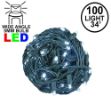 Commercial Grade Wide Angle 100 LED Pure White 34' Long on Green Wire 